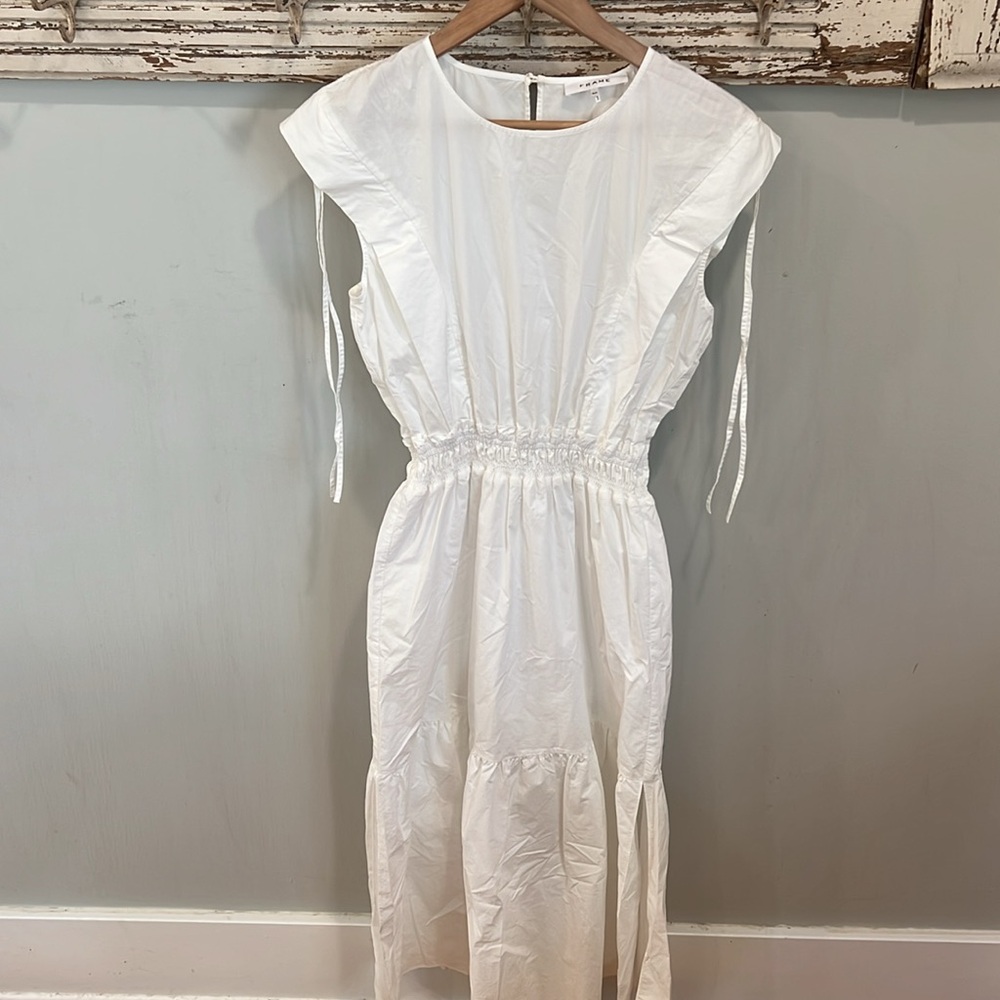 Frame Organic Cotton A-Line Dress Cotton-Poplin Midi‎ Dress Size Small - Picture 3 of 9